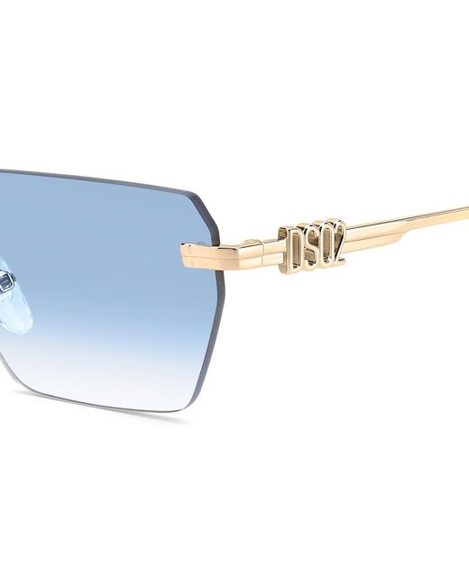 DSquared² Black D2 0102/S Lks/St Sunglasses Metal Light Squared Normal Shaded for men