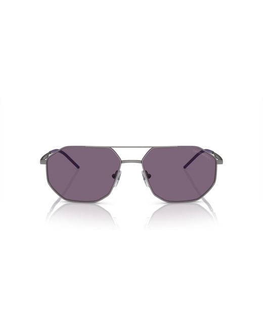 Emporio Armani Black Ea2147 30031A Sunglasses Metal Geometric Normal for men