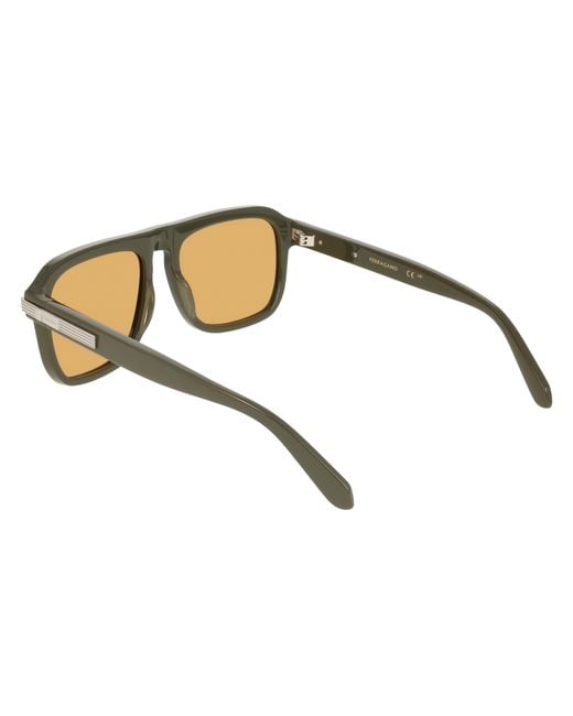Ferragamo Black Sf2087S 320 Sunglasses Acetate Ocher Squared Normal for men