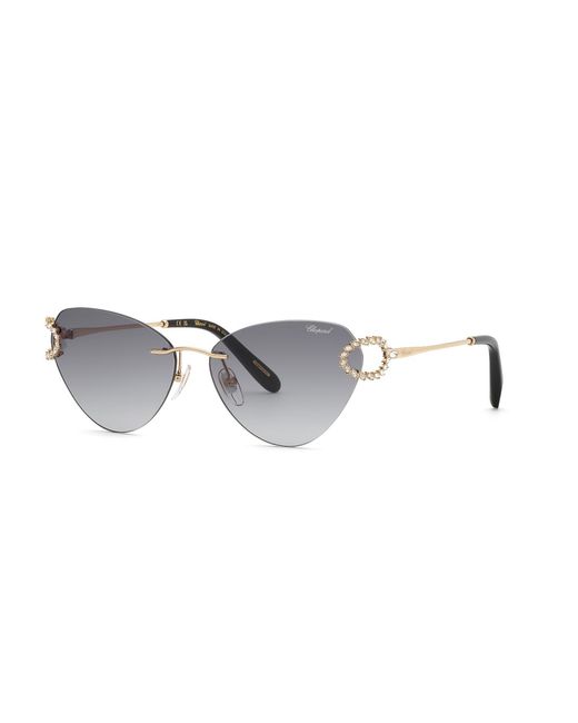 Chopard Black Schm15S 300 Sunglasses Metal Smoke Cat Eye Anti-Glare Nuanced