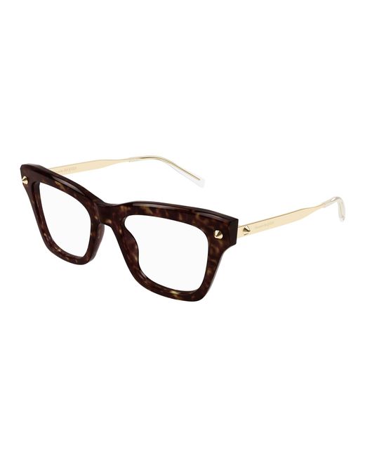 McQueen Black Am0484O 006 Optical Frames Acetate Transparent Squared