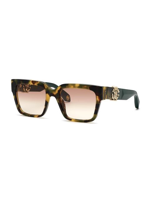 Roberto Cavalli Black Src040M 0Agg Sunglasses Acetate Squared Normal Shaded