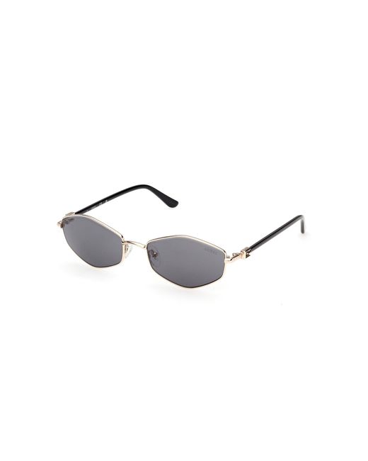 Guess Black Gu00289 32A Sunglasses Metal Smoke Geometric Normal
