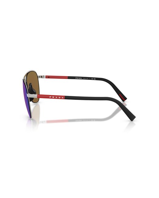 Prada Linea Rossa Black Ps 53Zs 1Bc08R Sunglasses Metal Pilot Mirror for men