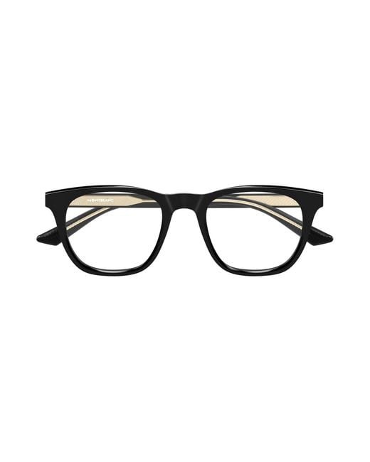 Montblanc Black Mb0422O 001 Optical Frames Acetate Transparent Squared for men