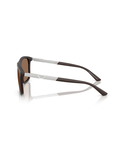 Emporio Armani Black Ea4237 6186Ef Sunglasses Injected Marrone Squared Mirrored for men