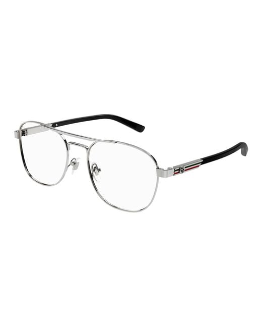 Gucci Black Gg1290O 001 Optical Frames Metal Pilot for men