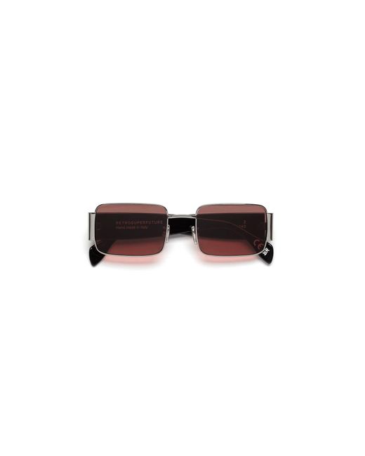 Retrosuperfuture Black Afn Z Bordeaux Sunglasses Metal Squared Normal