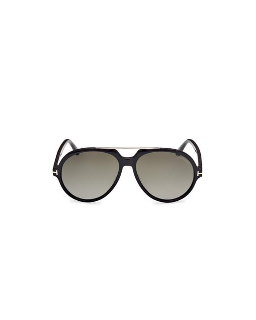 Tom Ford Black Ft1210 Aalto 01B Sunglasses Acetate Smoke Pilot Normal for men