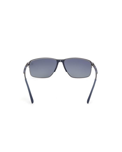 Timberland Black Tb00040 91D Sunglasses Metal Smoke Squared Polarized for men