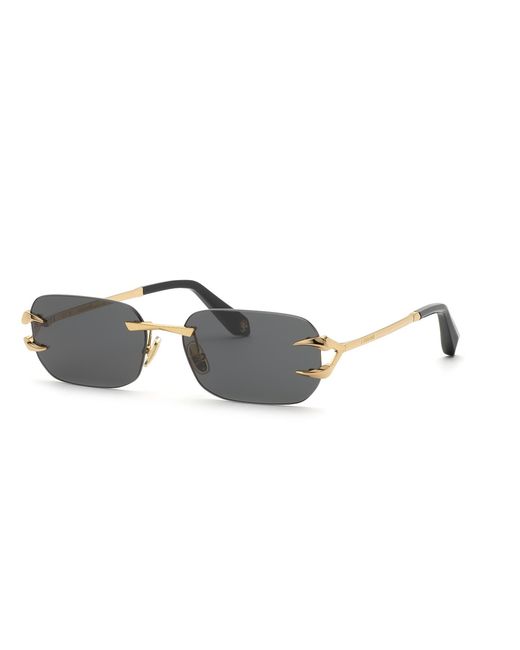 Roberto Cavalli Black Src181 300K Sunglasses Metal Smoke Squared Normal