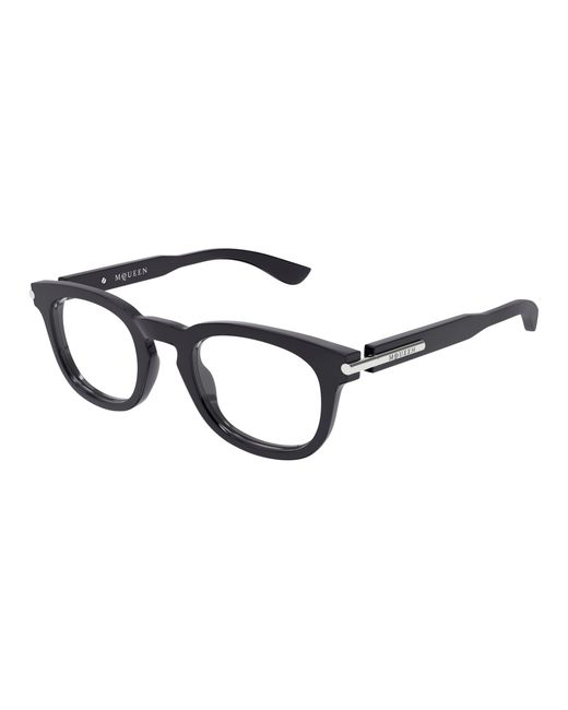 McQueen Black Am0498O 003 Optical Frames Acetate Transparent Round for men