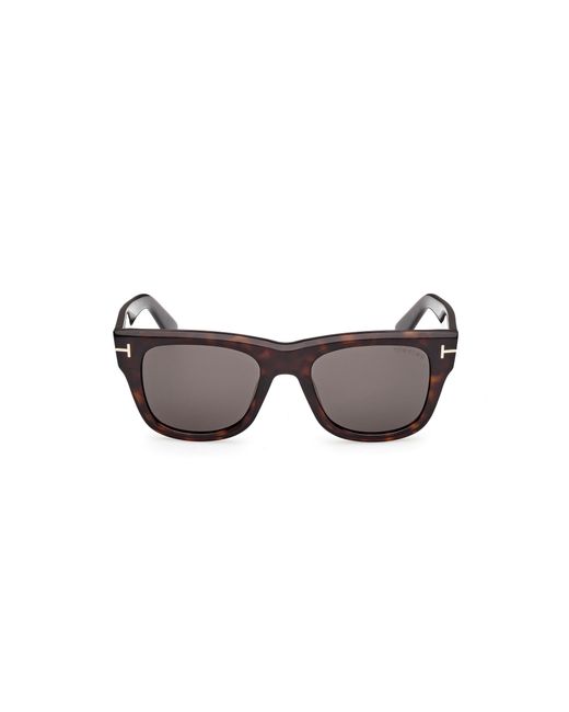 Tom Ford Black Ft1304 Finn-02 52A Sunglasses Acetate Smoke Squared Normal for men