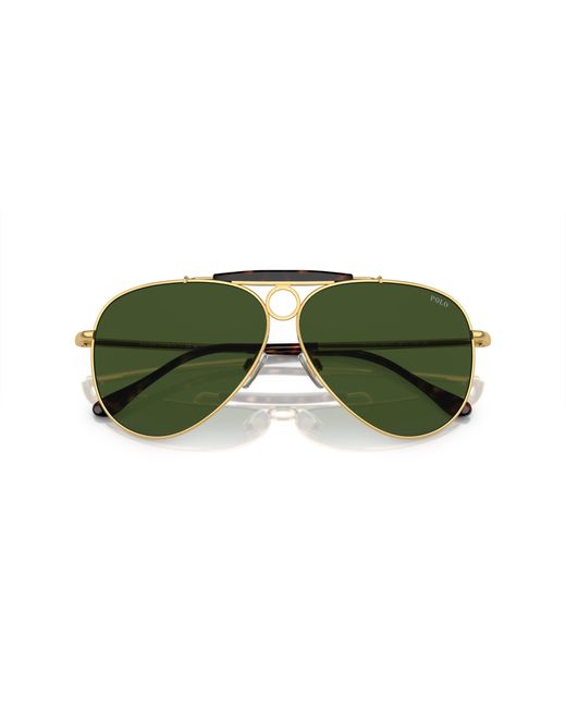Polo Ralph Lauren Green Ph3149 941171 Sunglasses Metal Pilot Normal for men