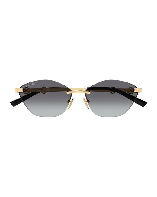 Gucci Black Gg2050S 004 Sunglasses Metal Cat Eye