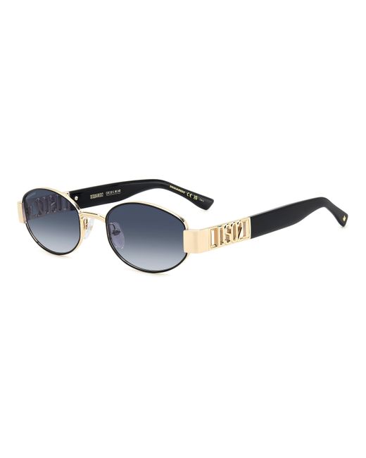 DSquared² Black D2 0155/S 0Nz/08 Sunglasses Metal Round Normal Shaded for men