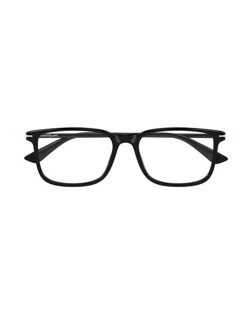 Montblanc Black Mb0437O 007 Optical Frames Acetate Transparent Squared for men