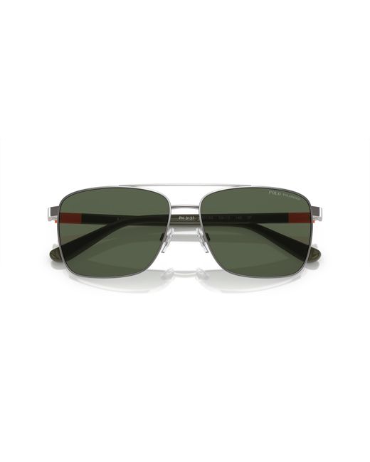 Polo Ralph Lauren Green Ph3137 90019A Sunglasses Metal Squared Polarized for men