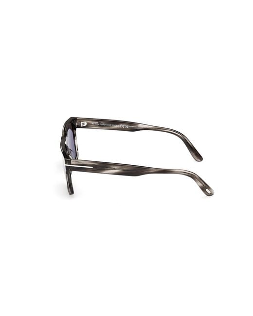 Tom Ford Black Ft1205 Calder 56A Sunglasses Acetate Smoke Squared Normal for men