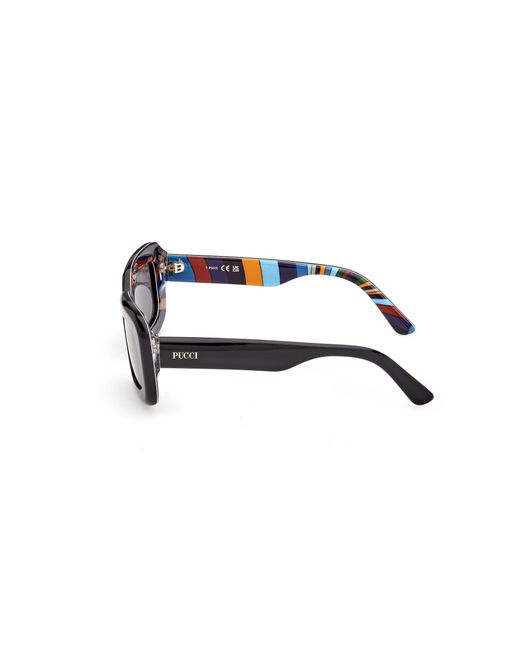 Emilio Pucci Black Ep0253 05A Sunglasses Acetate Smoke Squared Normal