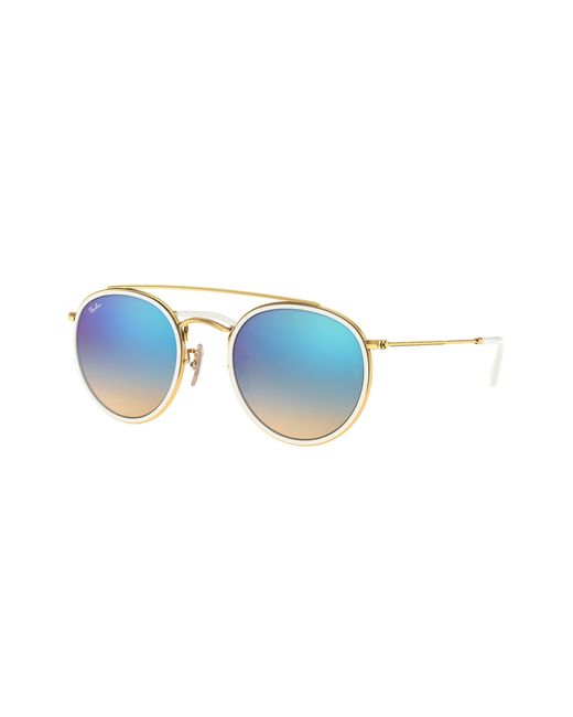 Ray-Ban Black Round Double Bridge Sunglasses Frame Blue Lenses