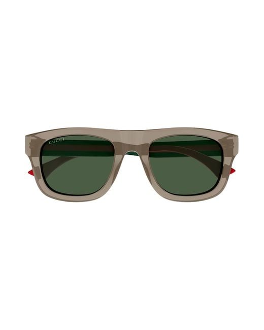 Gucci Green Gg1991S Transparent Striped Temple Sunglasses for men
