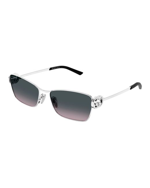 Gucci Black Gg2045S 002 Sunglasses Metal Cat Eye