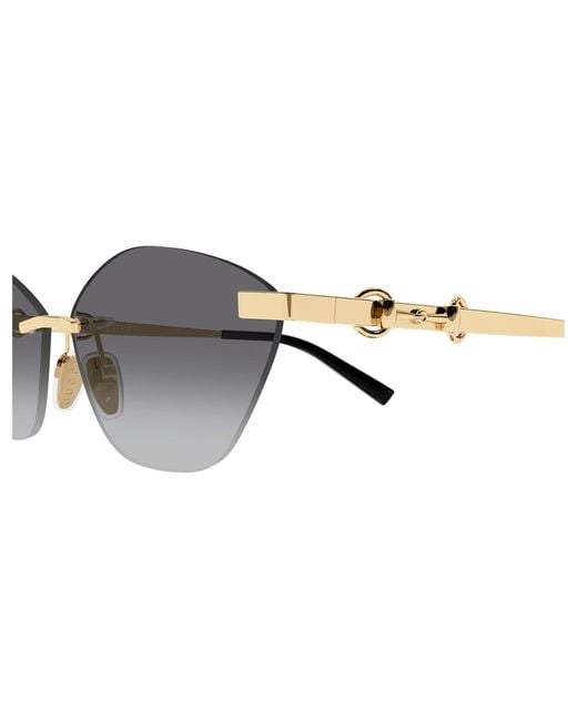 Gucci Black Gg2050S 004 Sunglasses Metal Cat Eye
