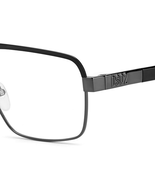 DSquared² Black D2 0034 Rzz Optical Frames Metal Squared for men