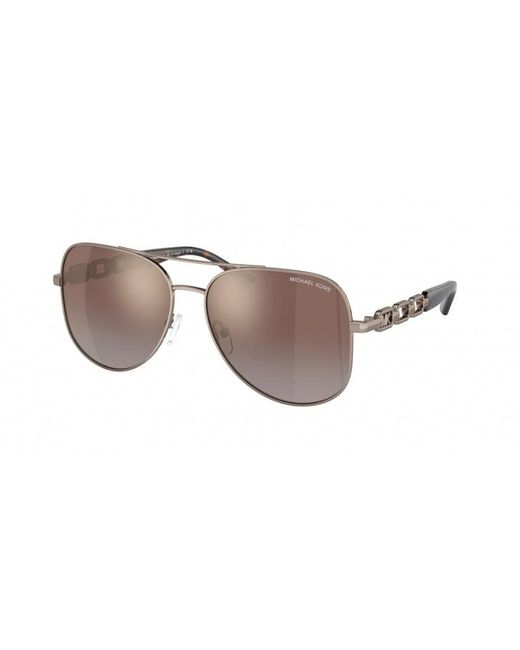 Michael Kors Natural Mk1121 Chianti 12136K Sunglasses Metal Pilot Mirrored Shaded