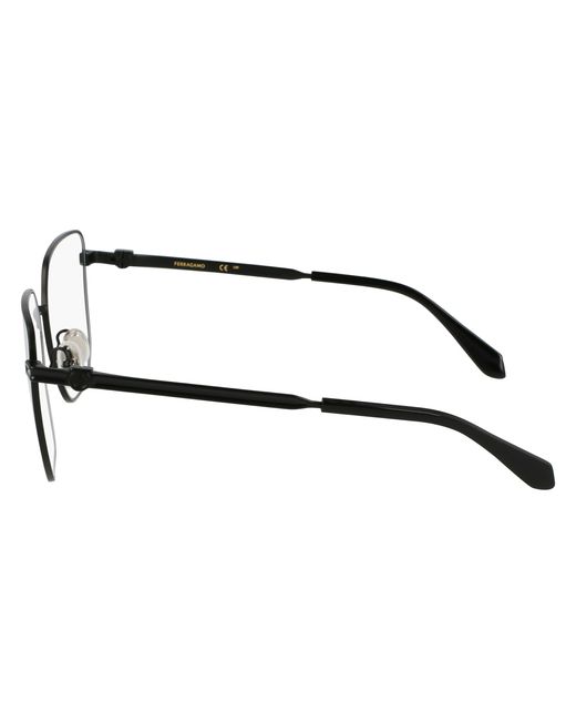 Ferragamo Black Sf2234 002 Optical Frames Metal Squared Normal