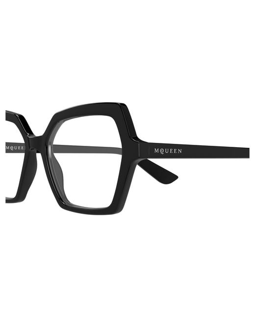 McQueen Black Am0537O 001 Optical Frames Acetate Transparent Geometric