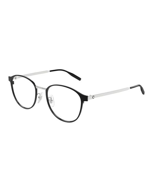 Montblanc Black Mb0447Oa 006 Optical Frames Titanium Transparent Round for men