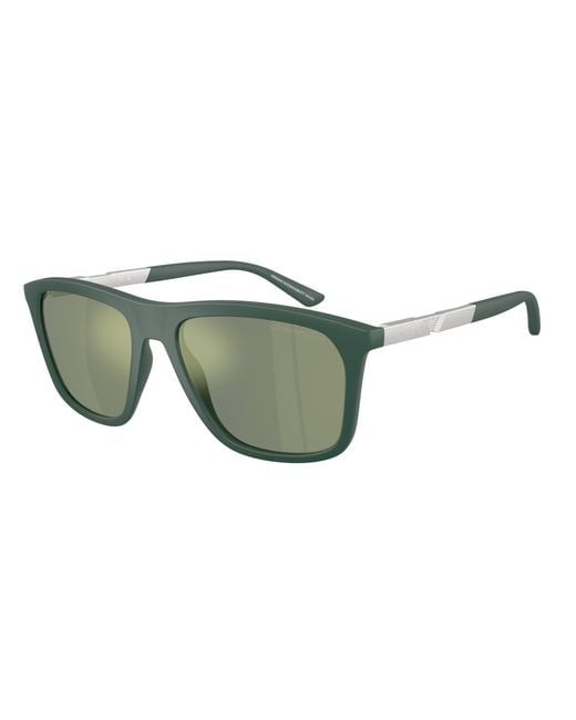 Emporio Armani Green Ea4237 61906R Sunglasses Injected Squared Mirrored for men