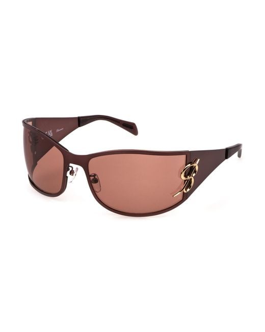Blumarine Black Sbm217 0Bro Sunglasses Metal Mask Normal