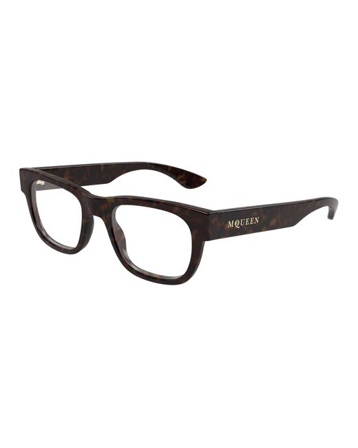 McQueen Black Am0531O 002 Optical Frames Acetate Transparent Squared for men