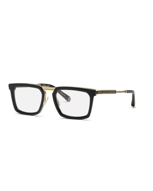 Philipp Plein Black Vpp158M Plein Legacy 700 Optical Frames Metal Squared for men