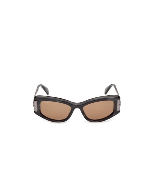 Max Mara Black Mm0189 63E Sunglasses Acetate Smoke Cat Eye Normal