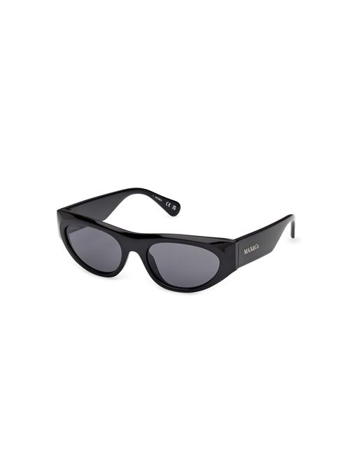 MAX&Co. Black Mo0147 01A Sunglasses Injected Smoke Cat Eye Normal
