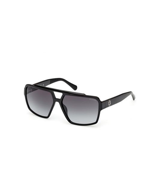 Guess Black Gu00223 01B Sunglasses Injected Smoke Squared Normal for men