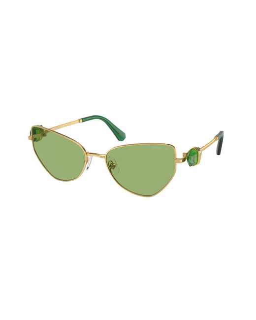 Swarovski Green Sk7003 4004/2 Sunglasses Metal Geometric Normal