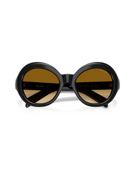 Prada Black Pr D08Su 16K10X Sunglasses Acetate Round Normal Nuanced