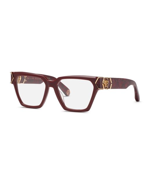 Philipp Plein Black Vpp190M Plein Capture 03G6 Optical Frames Acetate Squared