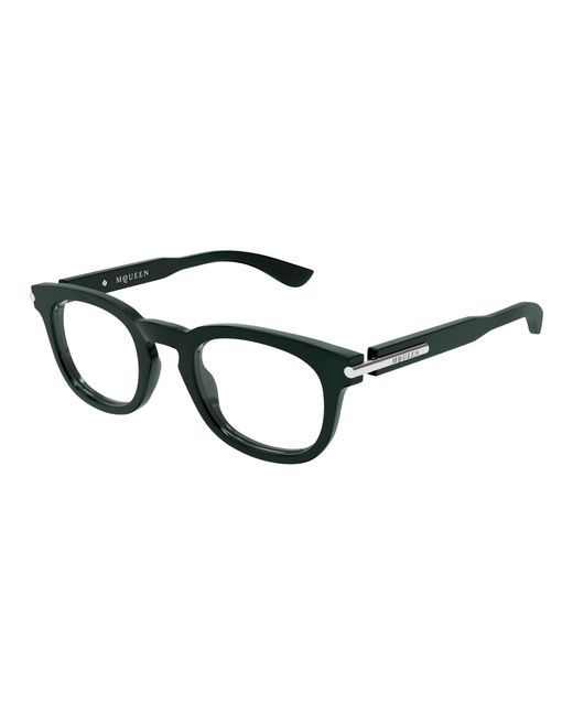 McQueen Black Am0498O 004 Optical Frames Acetate Transparent Round for men