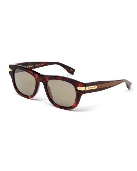 Hublot Brown H045 152.120 Sunglasses Acetate Round Polarized Flash