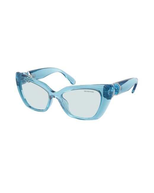 Swarovski Blue Sk6047 107872 Sunglasses Injected Cat Eye Photochromic