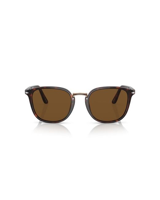 Persol Black Po3186S 24/57 Sunglasses Acetate Round Polarized for men