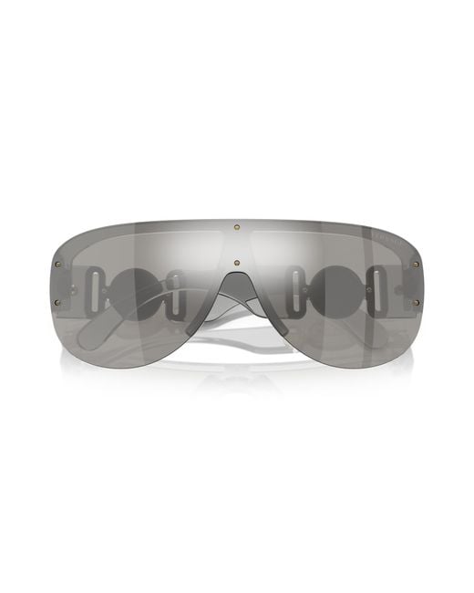 Versace Gray Ve4391 311/6G Sunglasses Nylon Geometric Mirrored Mirror for men