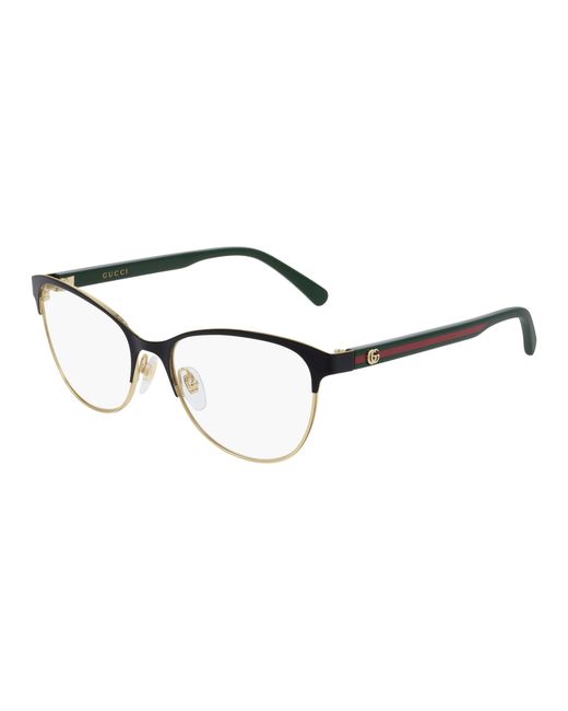 Gucci Black Gg0718O 004 Optical Frames Metal Cat Eye