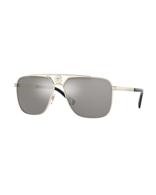 Versace Black Ve2238 12526G Sunglasses Metal Squared Mirrored for men